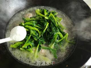 小油菜鲜蘑肉圆汤的做法步骤：16