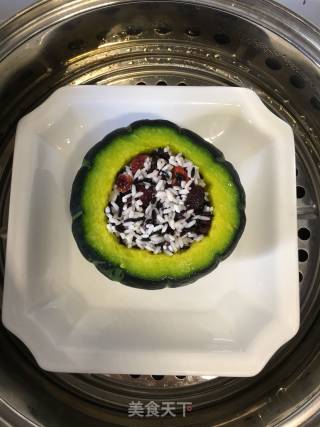 贝贝瓜蒸糯米饭的做法步骤：4