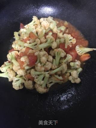 番茄炒花菜的做法步骤：10