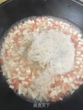 鸡汁豆腐羹的做法步骤：4
