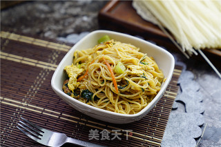青菜鸡蛋炒粉的做法步骤：10