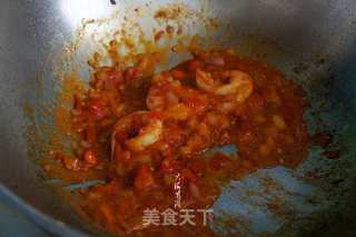 番茄大虾玉米波纹面的做法步骤：8