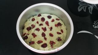 酸酸甜甜不用揉面的蔓越莓青汁发糕的做法步骤：4