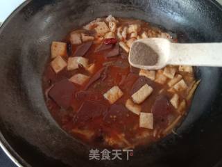 瘦肉豆腐泡烩猪血的做法步骤：12