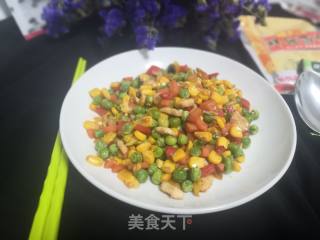豌豆炒玉米的做法步骤：7