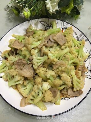 肉片炒花菜的做法步骤：8