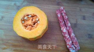 南瓜炒腊肠的做法步骤：1