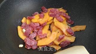 南瓜炒腊肠的做法步骤：8