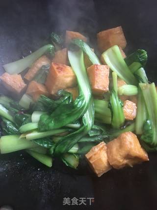 油豆腐烧油菜的做法步骤：5