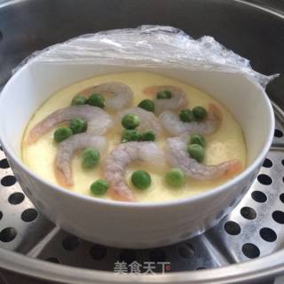 翡翠虾仁蒸蛋的做法步骤：6