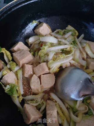 上汤娃娃菜炖冻豆腐的做法步骤：6