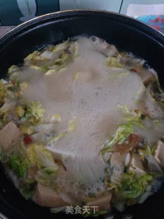 上汤娃娃菜炖冻豆腐的做法步骤：8