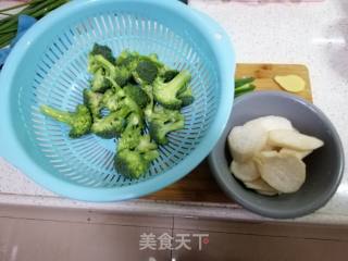 蚝汁杏鲍菇扣西兰花的做法步骤：2