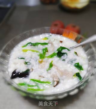 菠菜香菇水滑肉片粥的做法步骤：9