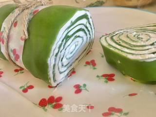 抹茶千层毛巾卷的做法步骤：14