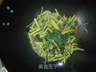 空心菜炒肥肉的做法步骤：6