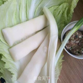 肉末白菜炖年糕的做法步骤：1