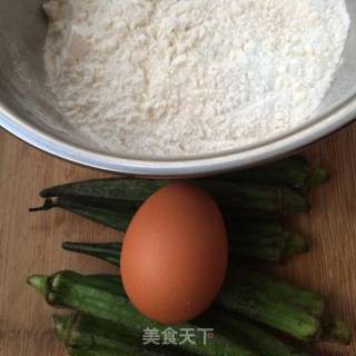 秋葵芝麻蛋饼的做法步骤：1
