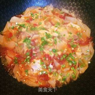 番茄鸡蛋烩面片的做法步骤：7