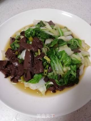 青菜炒鸭血的做法步骤：8