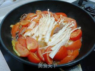 番茄金针菇牛肉的做法步骤：6