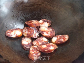 腊肠炒油菜的做法步骤：4