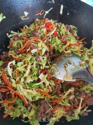 爆炒圆白菜肉末粉丝的做法步骤：8