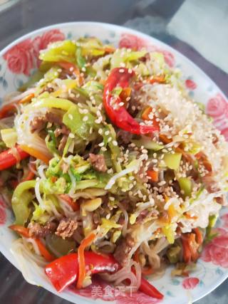 爆炒圆白菜肉末粉丝的做法步骤：11