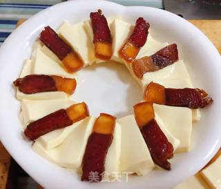 #腊味#腊肉蒸豆腐卧蛋的做法步骤：5