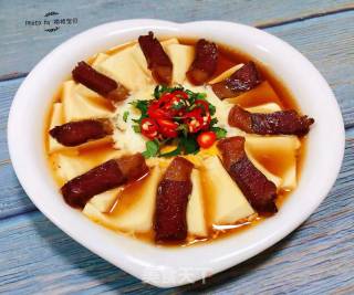 #腊味#腊肉蒸豆腐卧蛋的做法步骤：11