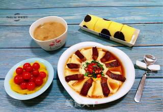 #腊味#腊肉蒸豆腐卧蛋的做法步骤：15