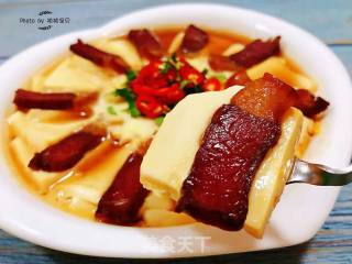 #腊味#腊肉蒸豆腐卧蛋的做法步骤：16