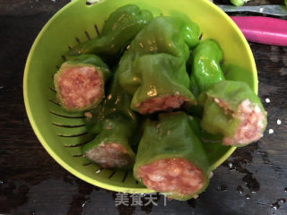 尖椒酿肉的做法步骤：4