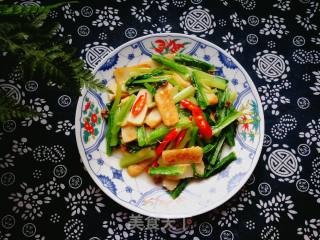 #团圆饭#油麦菜炒鱼豆腐的做法步骤：8