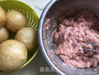 油面筋塞肉的做法步骤：4