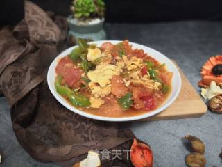 家常菜——青椒西红柿炒鸡蛋的做法步骤：7