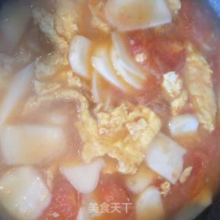 蕃茄鸡蛋年糕汤的做法步骤：6