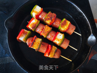 烤肠吐司串（平底锅版）的做法步骤：8