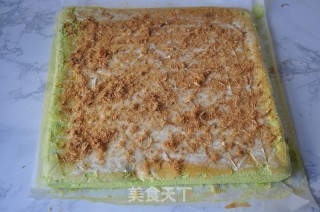 菠菜肉松蛋糕卷的做法步骤：12