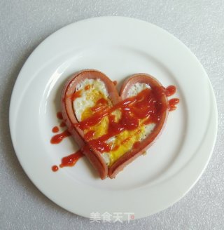 火腿肠爱心蛋的做法步骤：7