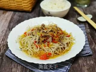 炝拌瘦肉豆菜菜的做法步骤：8