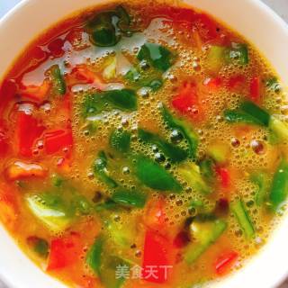 青红椒粒炒蛋的做法步骤：3
