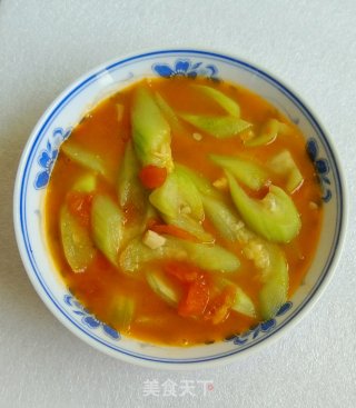 番茄酱丝瓜汤的做法步骤：9