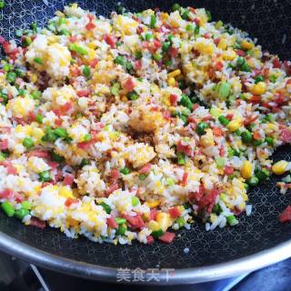 培根蒜苔炒饭的做法步骤：6