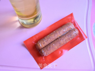 炸黑椒牛肉肠花的做法步骤：1