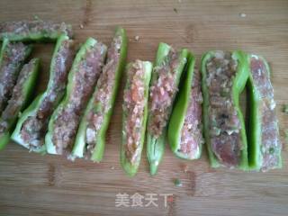 肉馅酿尖椒的做法步骤：3