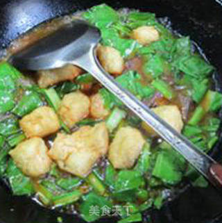 油菜蕻油豆腐鹅血汤的做法步骤：11