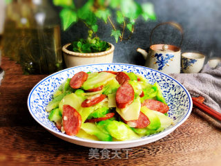 儿菜炒牛肉肠的做法步骤：12