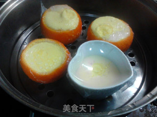 橙碗奶香蒸蛋羹的做法步骤：13