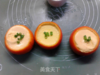 橙碗奶香蒸蛋羹的做法步骤：14